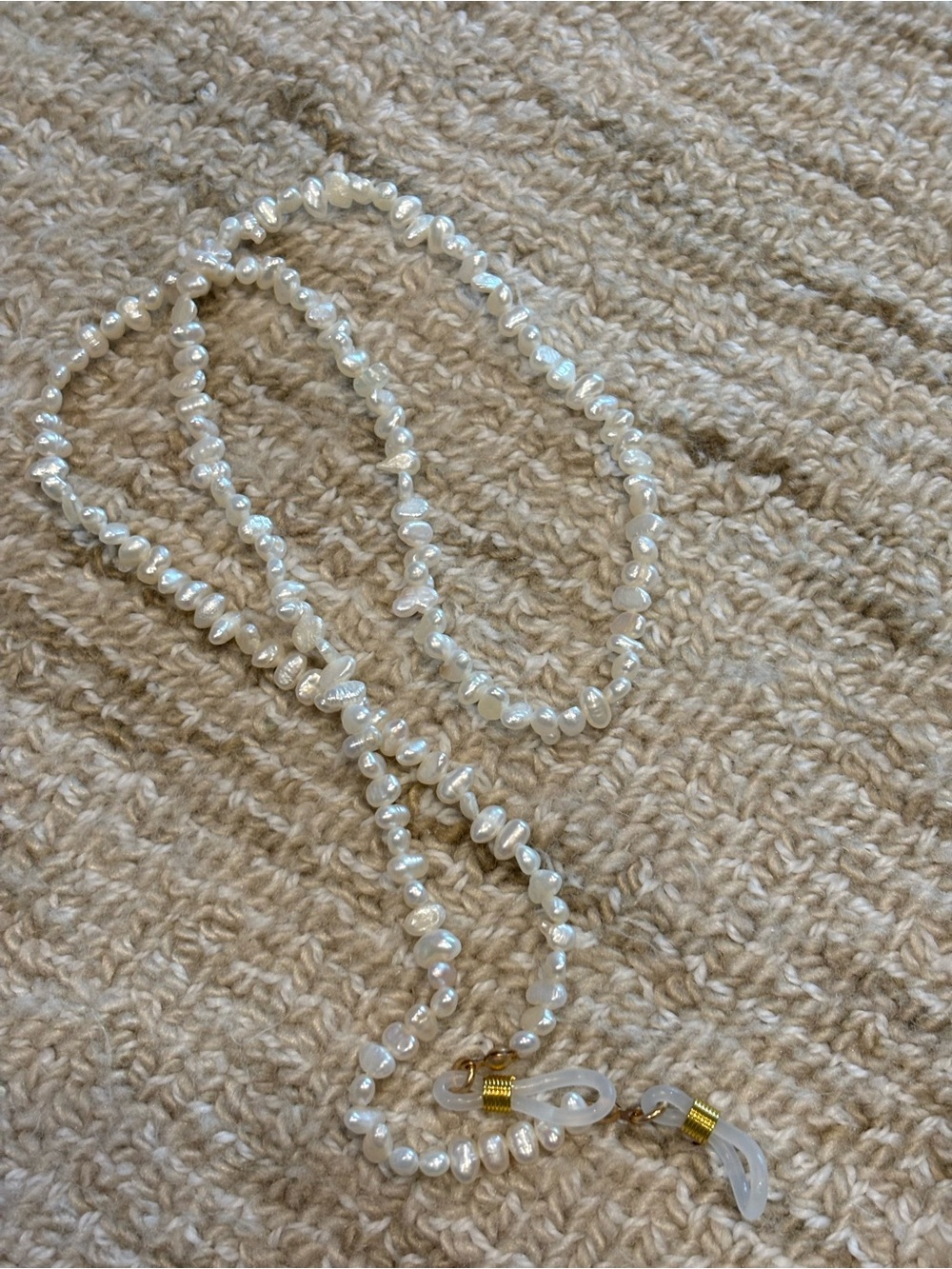 Freshwater Pearl Eyeglass Chain Necklace - White